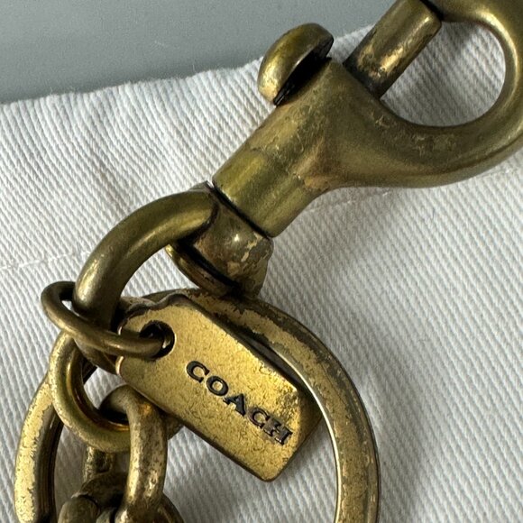 Coach Solid Signature C Bag Charm Keychain Key Fob 1635 Brass Gold - Picture 3 of 9